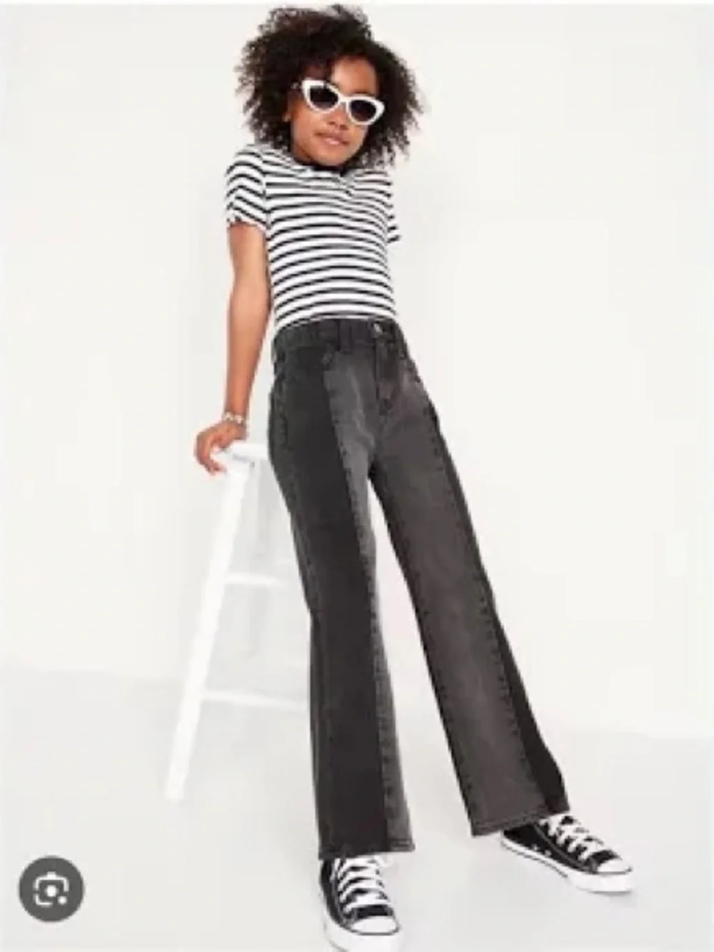 NWT Old Navy girls two tone baggy wide leg jeans, 12